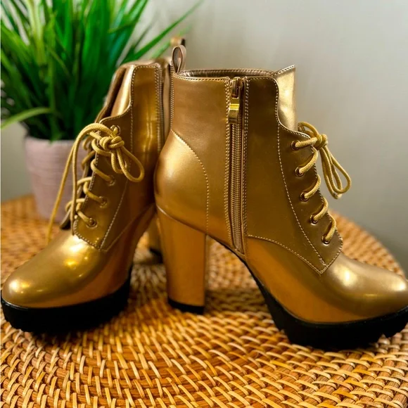 slim fit dress slacks Berta Gold Platforms